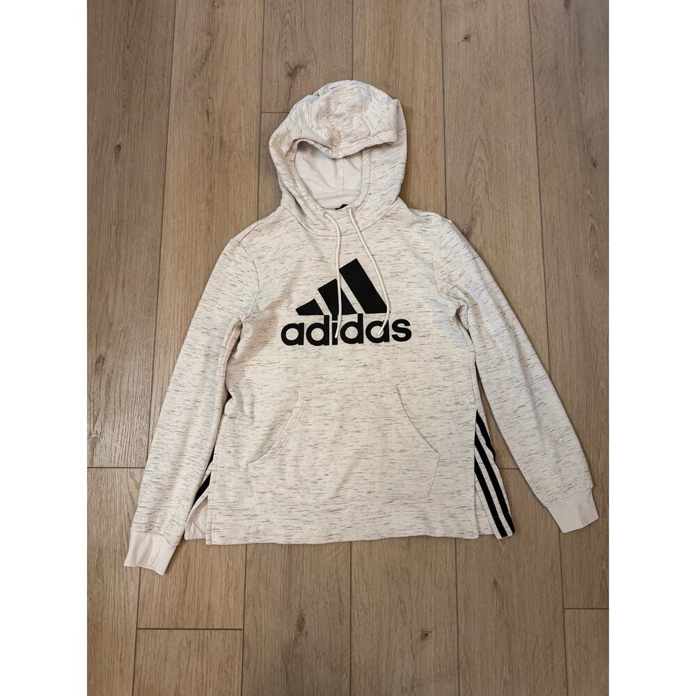 🩷 Adidas Women’s Heathered White Hoodie Sz XS
